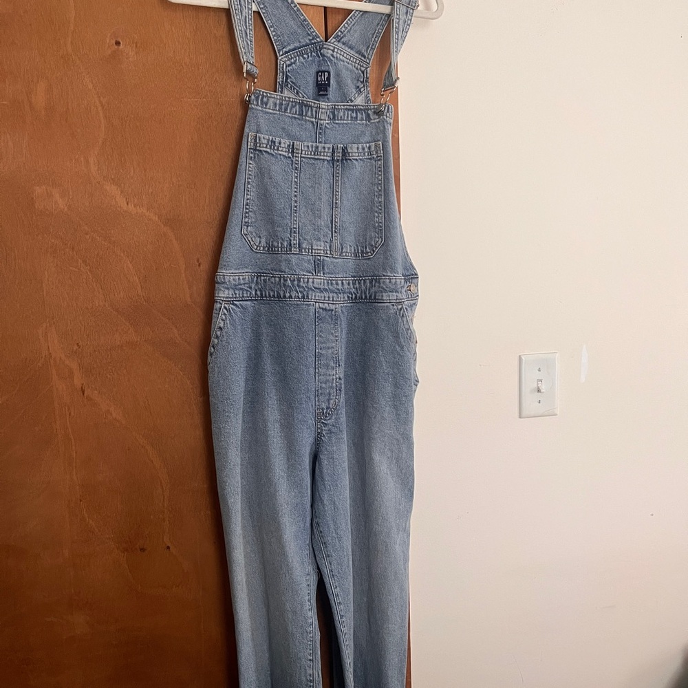 GAP Light Blue Denim Overalls with Cross-Back Straps